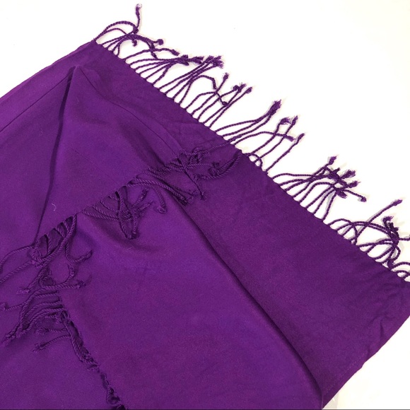Long Solid Purple Scarf/Wrap - Picture 4 of 6